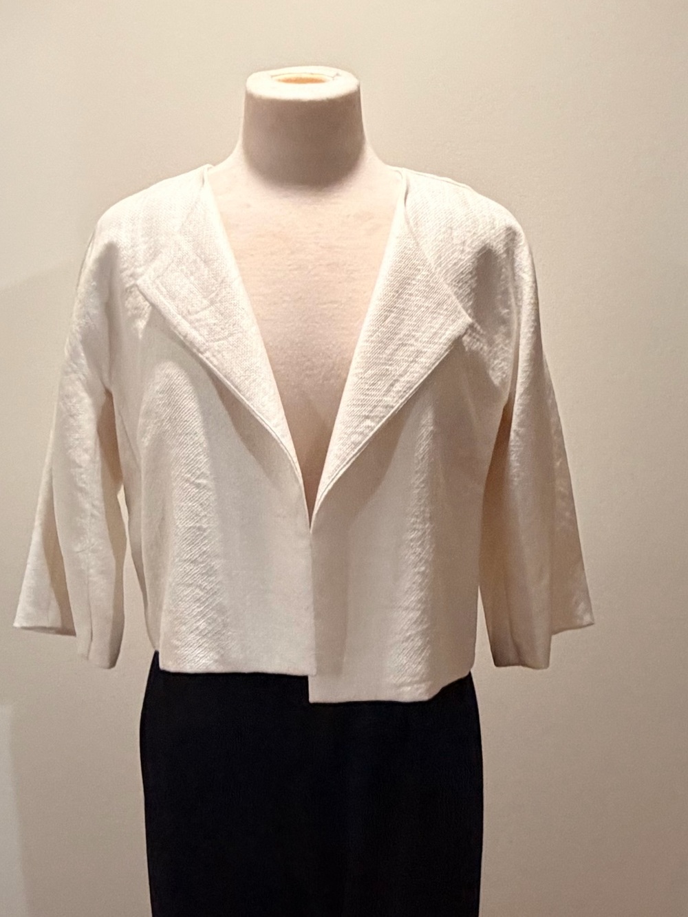 Cream Open-Front Cropped Jacket - Elegant Lightweight Layer